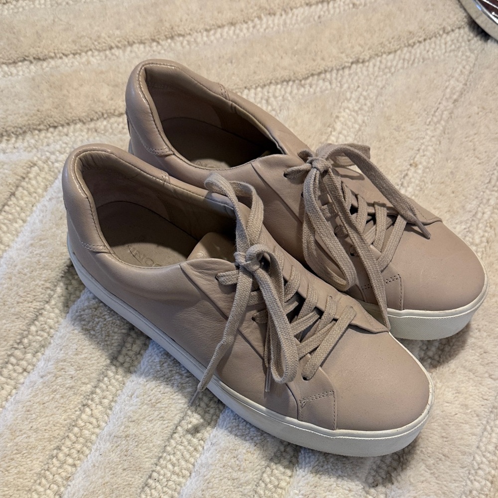 Vince Taupe Leather Sneakers